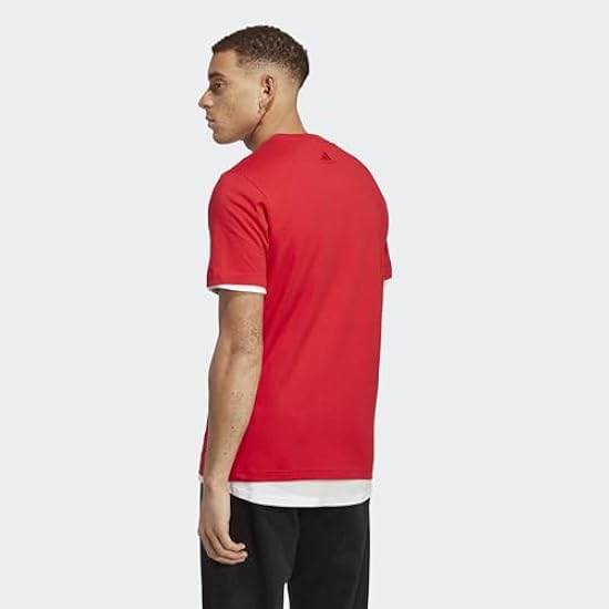 adidas Essentials Single Jersey Linear Embroidered Logo T-Shirt, Better Scarlet, XL Uomo 683316532