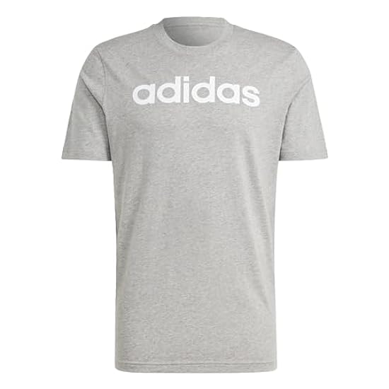adidas Essentials Single Jersey Linear Embroidered Logo T-Shirt, Medium Grey Heather, XL Uomo 962188324