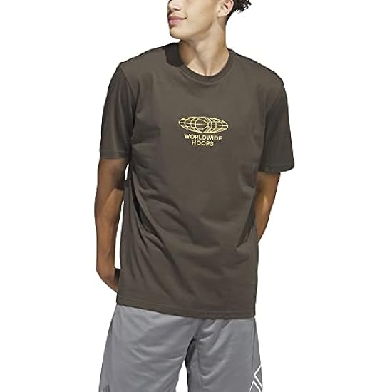 adidas Worldwide Hoops Globe Basketball Graphic Tee (Short Sleeve) Uomo 120370798